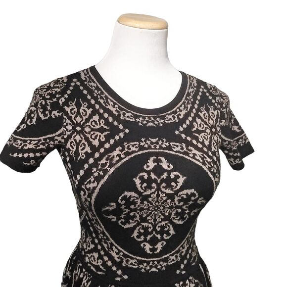 Romeo & Juliet Couture Black White Damask Sweater Dress Womens XSmall A Line - Picture 5 of 13